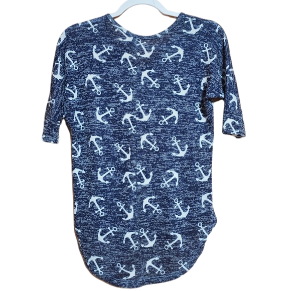 Rue21 Womens Navy Blue and White Anchor Short Sleeve V-neck Top S - Picture 5 of 6